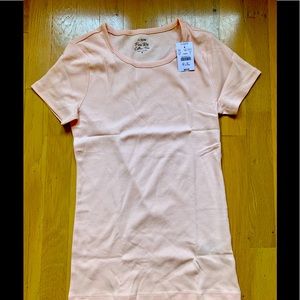 NWT J.Crew Factory Blush Fine Rib Cotton Tee